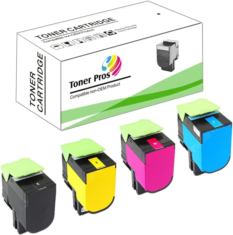 TONER PROS (TM) Remanufactured Replacement Toners for Lexmark CS421, CS521, CS622, CX421, CX521, CX622, CX625 (4 Color Set) 78C1XK0, 78C1XC0, 78C1XM0, 78C1XY0 (Black 8,500 Pages Color 5,000 Pages)