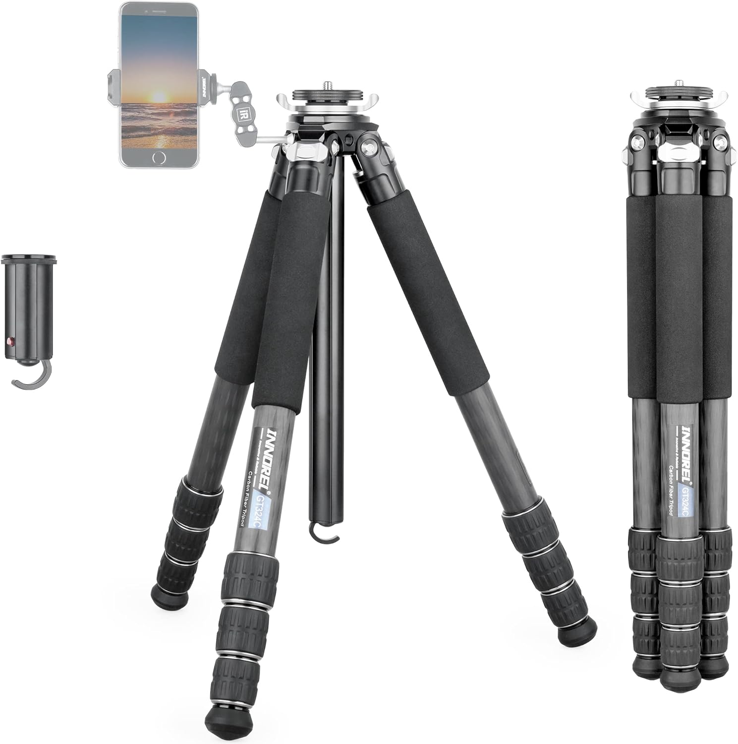 Carbon Fiber Tripod-INNOREL GT284C Professional Compact Tripod for DSLR Camera Heavy Duty Stand with Low Gravity Center Ball Head Special-Shaped Center Column 1.14in/29mm Tube Max Load 44lbs/20kg