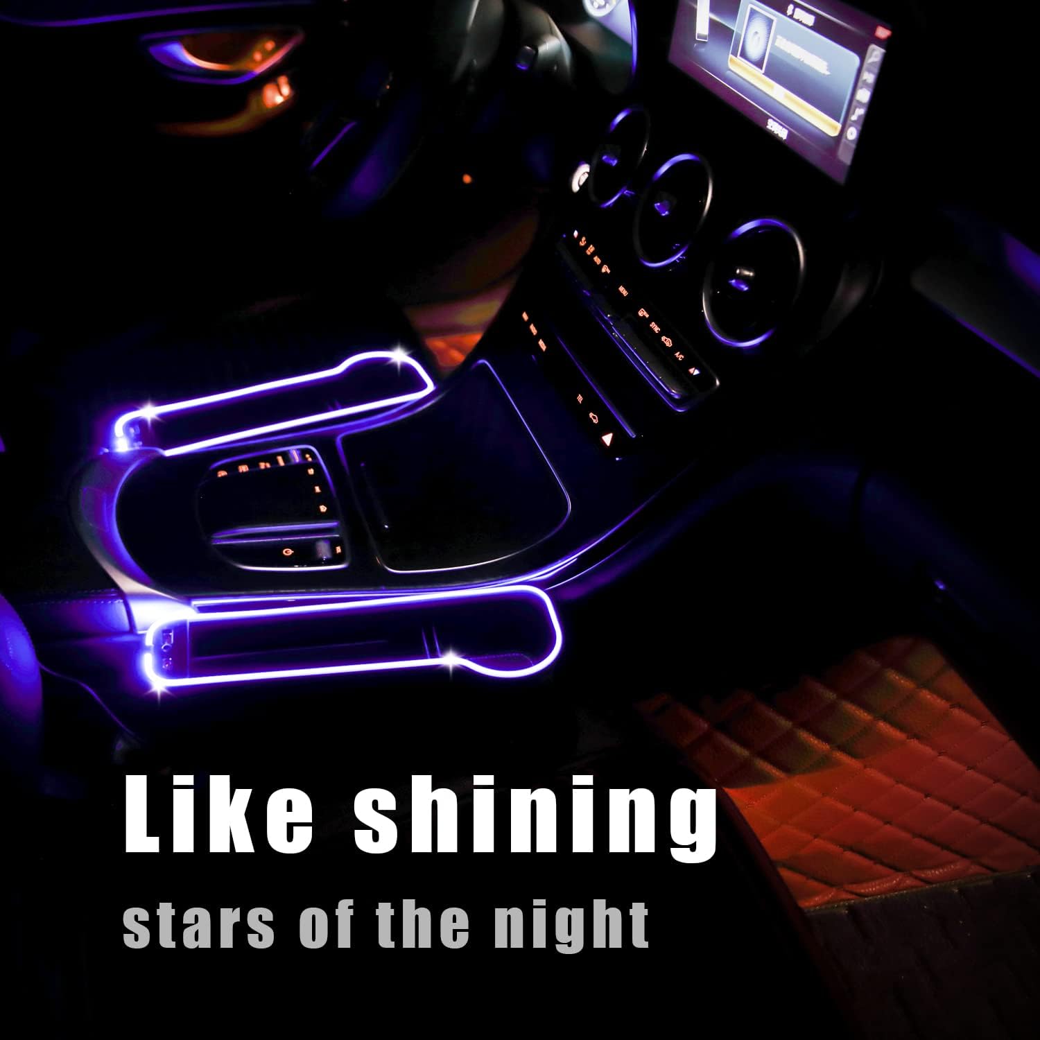 Yuoyar 2 Pack LED Light Car Seat Organizer Front Seat - Car Seat Gap Filler Organizer for Drivers - Car Side Seat Gap Filler Organizer Universal Fit with 1 Cigarette Lighter USB Charger(SN-L1) Pack of 2