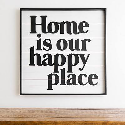 Home Is Our Happy Place Wall Plaque : Wood