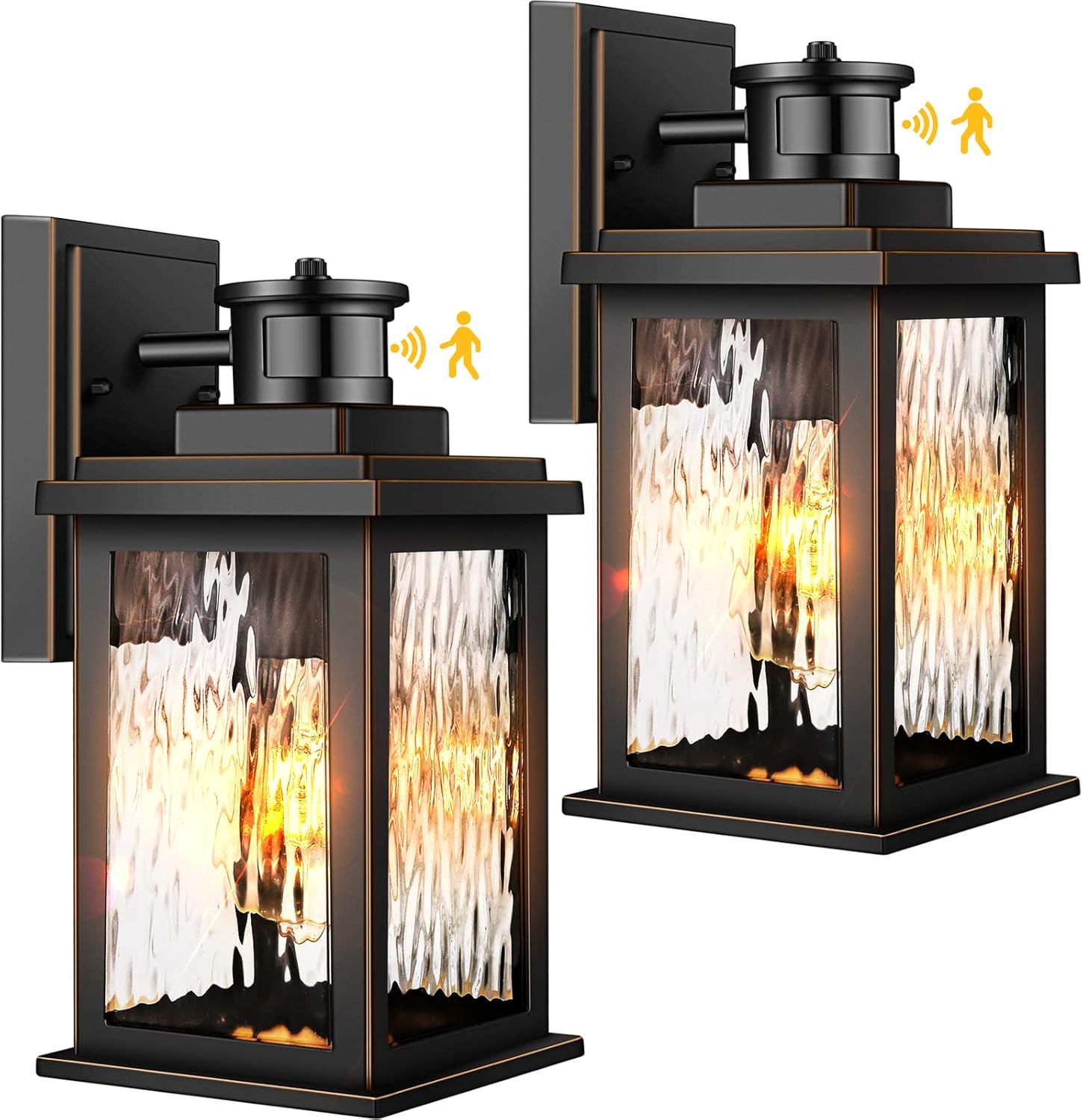 VIANIS 2 Pack Motion Sensor Outdoor Lights, Dusk To Dawn Outdoor Lighting, Modern Led Exterior Light Fixture, Anti-rust Outdoor Lantern For Front Porch, Waterproof Black Outdoor Wall Sconce For Garage