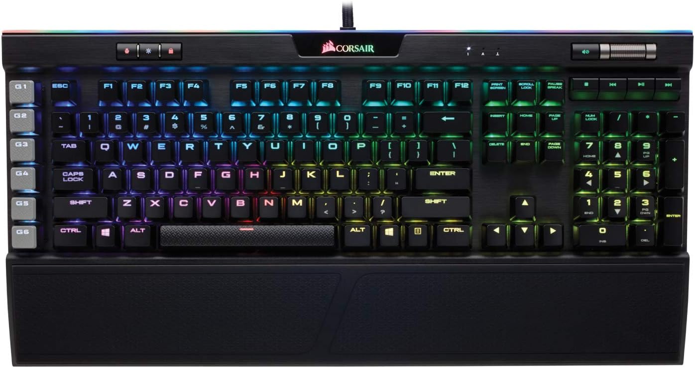 Corsair K95 RGB Platinum Mechanical Gaming Keyboard -&nbsp; 6x Programmable Macro Keys - USB Passthrough & Media Controls - Tactile & Quiet - Cherry MX Brown &ndash; RGB LED Backlit