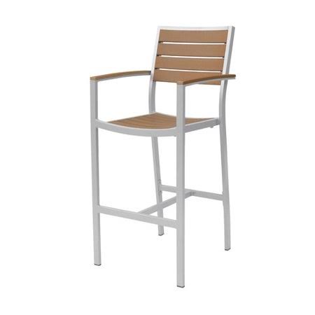 Source Contract Napa Patio Bar Stool; Silver / Teak
