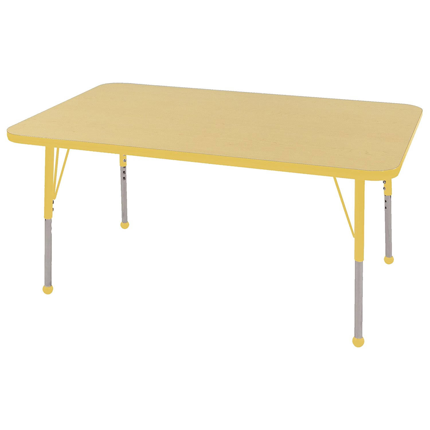 Ecr4kids 30in x 48in Rectangle Everyday T-Mold Adjustable Activity Table Maple/Yellow - Standard Ball