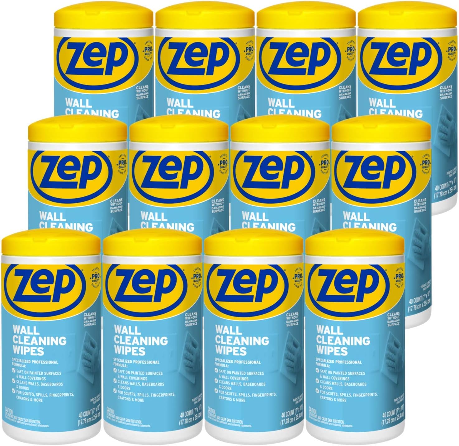 Zep Wall Cleaning Wipes 35 Count (Pack Of 12) - Remove Stains From Walls From Crayons, Dirt, And Scuff Marks Pack of 2