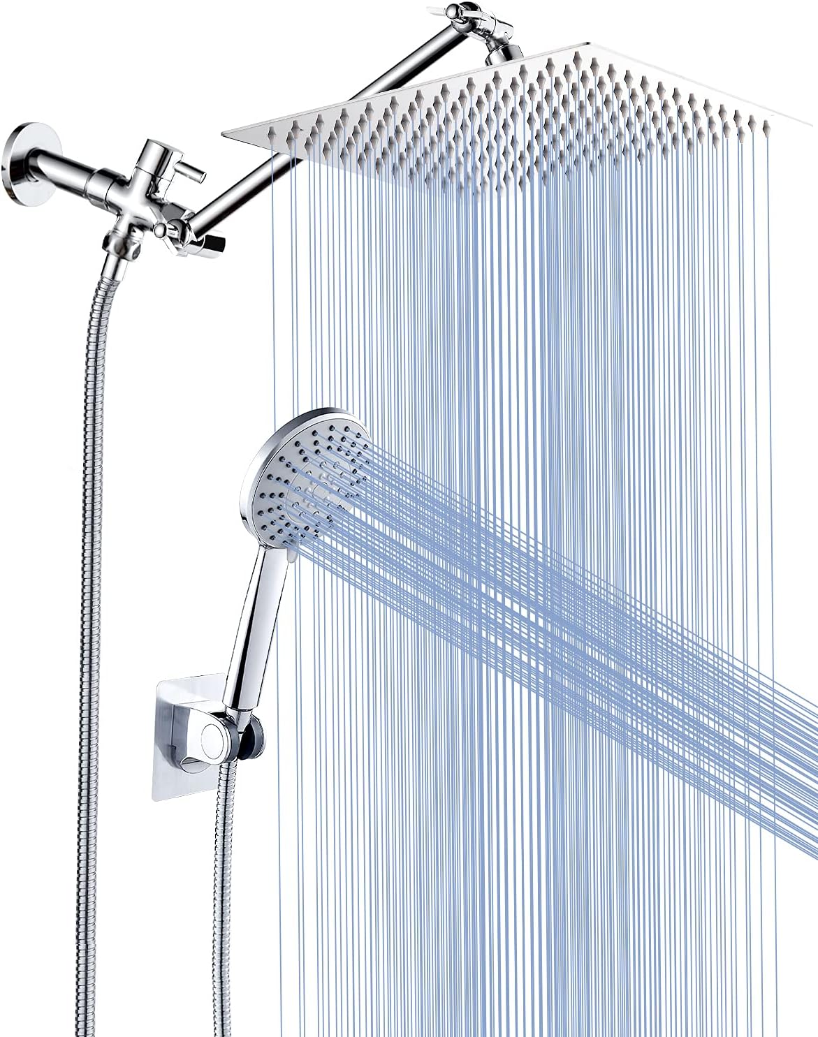 Cobbe 8'' Shower Head Combo High Pressure Rainfall Handheld 5 Settings with 11'' Extension Arm 71
