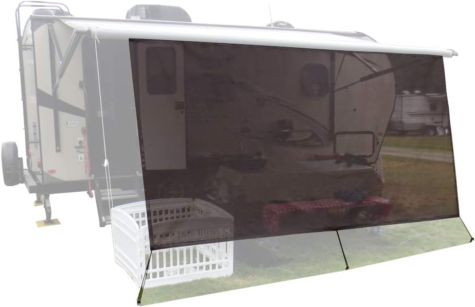 leaveshade RV Awning Sunshade Screen ● Tentproinc 10'X18'3''- Black Mesh Sun Shade ● Block Patio Front Sun Light ● Motorhome Camping Trailer UV Sunblocker ● Canopy Sunscreen-3 Years Lasting