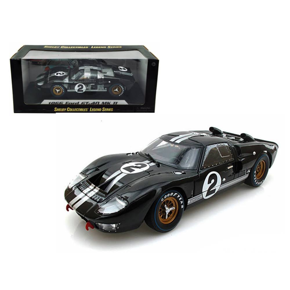 1966 Ford GT-40 Mk II #2 Black 1/18 Diecast Model Car by Shelby Collectibles