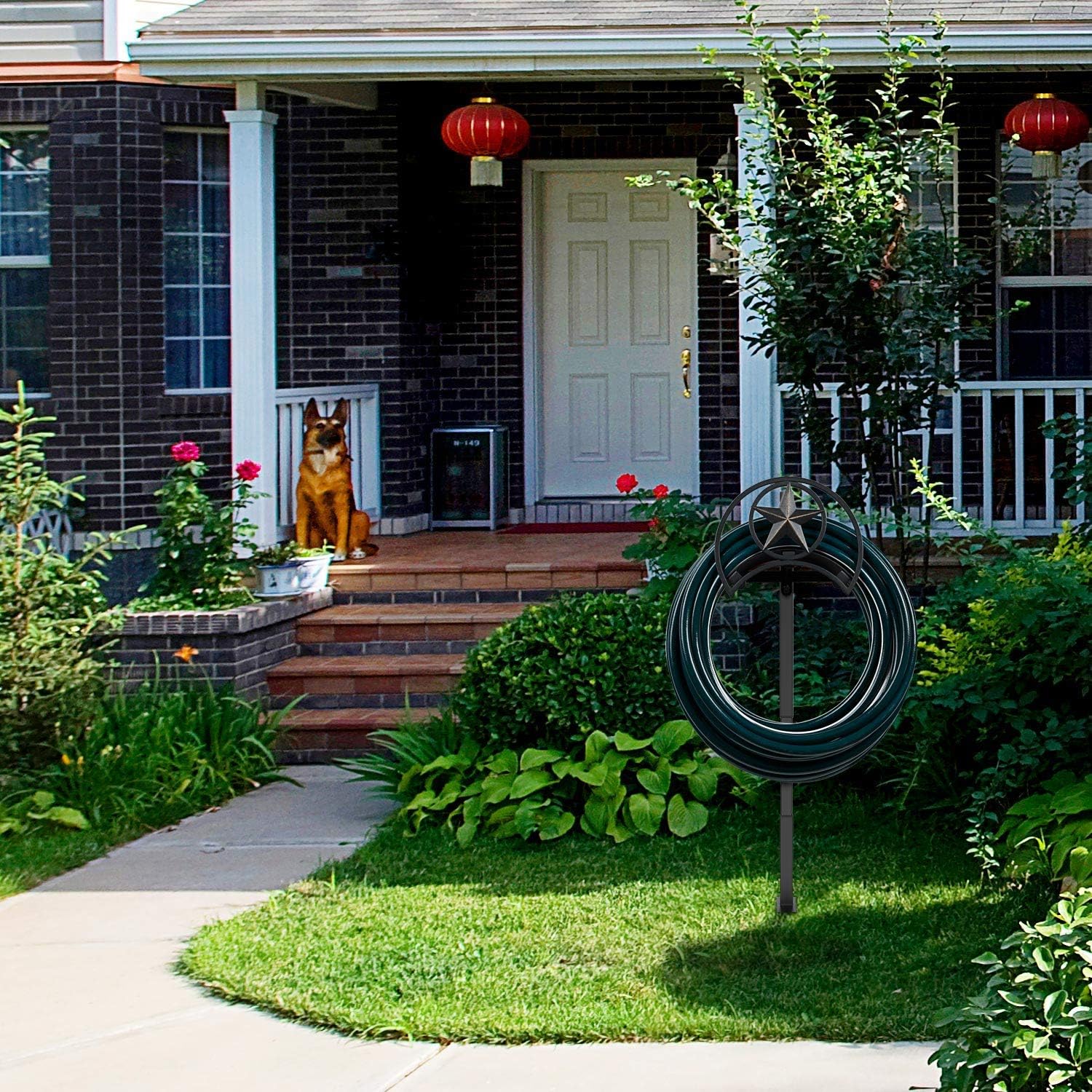 GOFORWILD Garden Hose Holder, Decorative Hose Butler Sturdy Water Hose Rack, Durable Wall Hose Hanger, Holds 125-Feet of 5/8-Inch Hose, Hose Reel, Made of Gauge Steel, 7010 Pack of 2