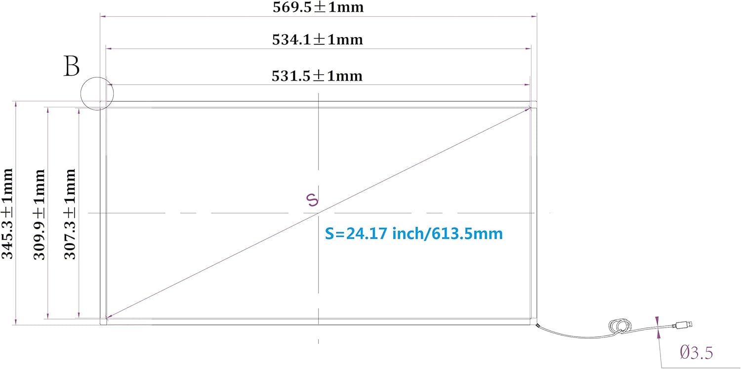 DeYoWo 24 Inch Interactive 10 Points Infrared IR Touch Screen Overlay Frame Free Driver