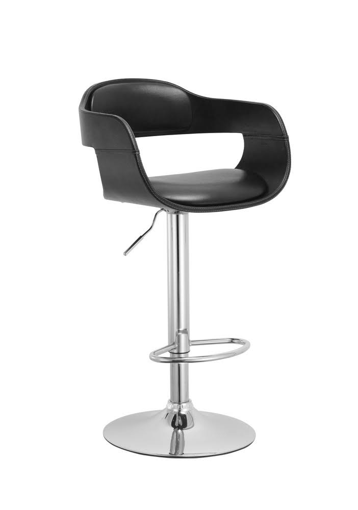 AC Pacific Contemporary Swivel Adjustable Barstool with Padded Seat and BACK, Black