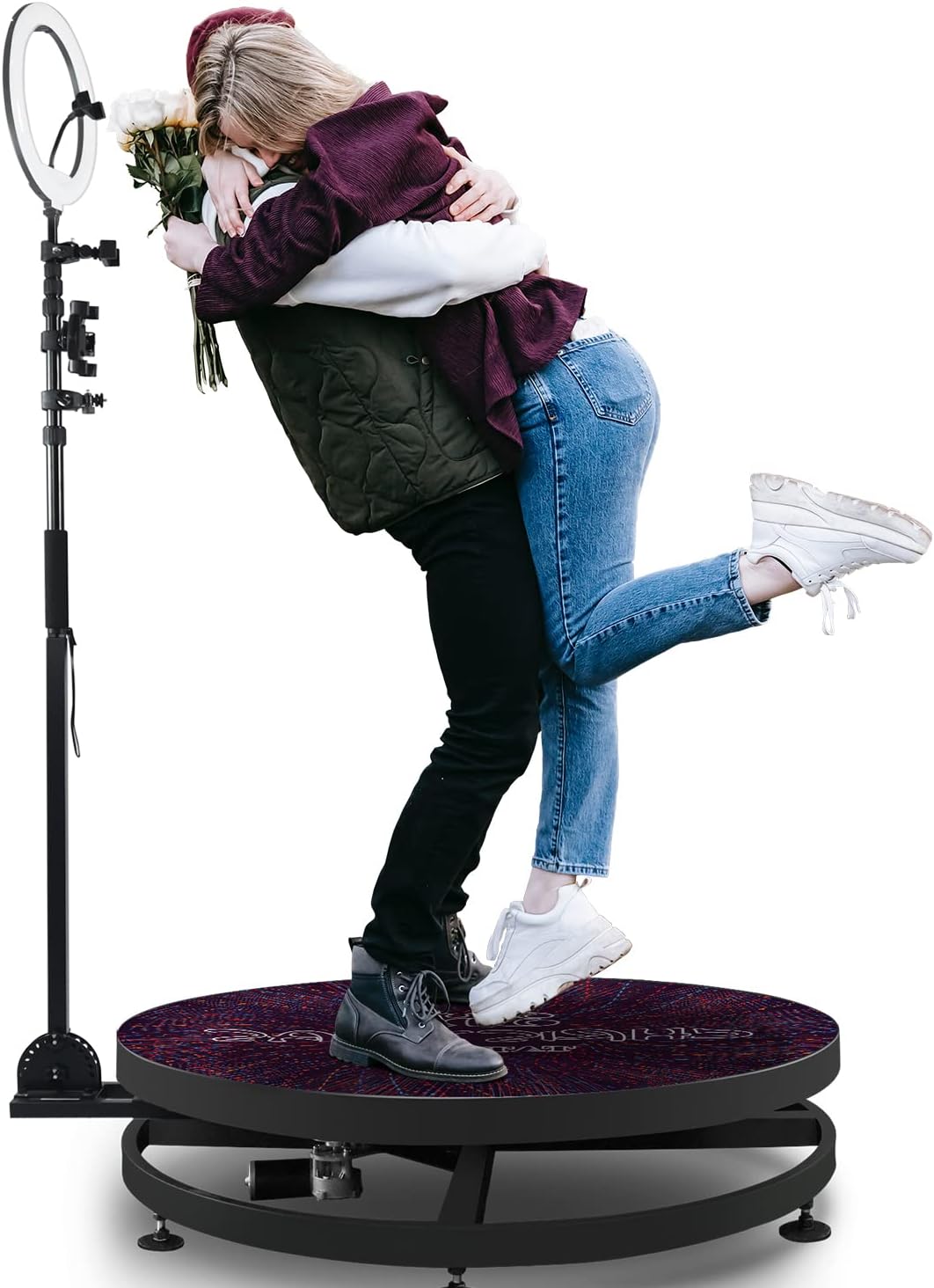 Upgrade 360 Photo Booth Machine,360 Photo Booth for Parties,360 Camera Booth,Automatic Slow Motion 360 Spin Photo Booth with Rotating Stand and Selfie Light,Flight Case Package(31.5 in)