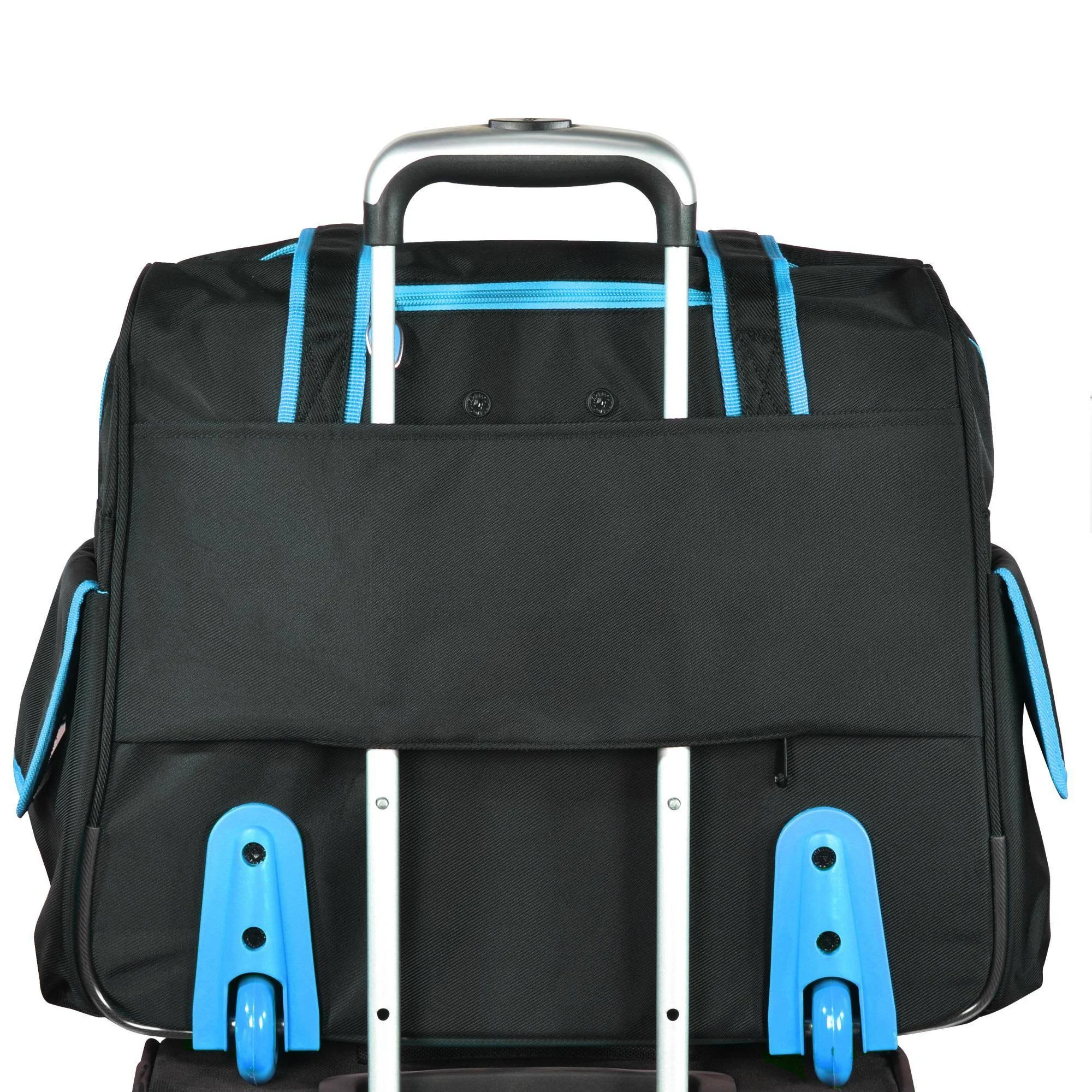Olympia Deluxe Fashion Rolling Overnighter, Black/Blue