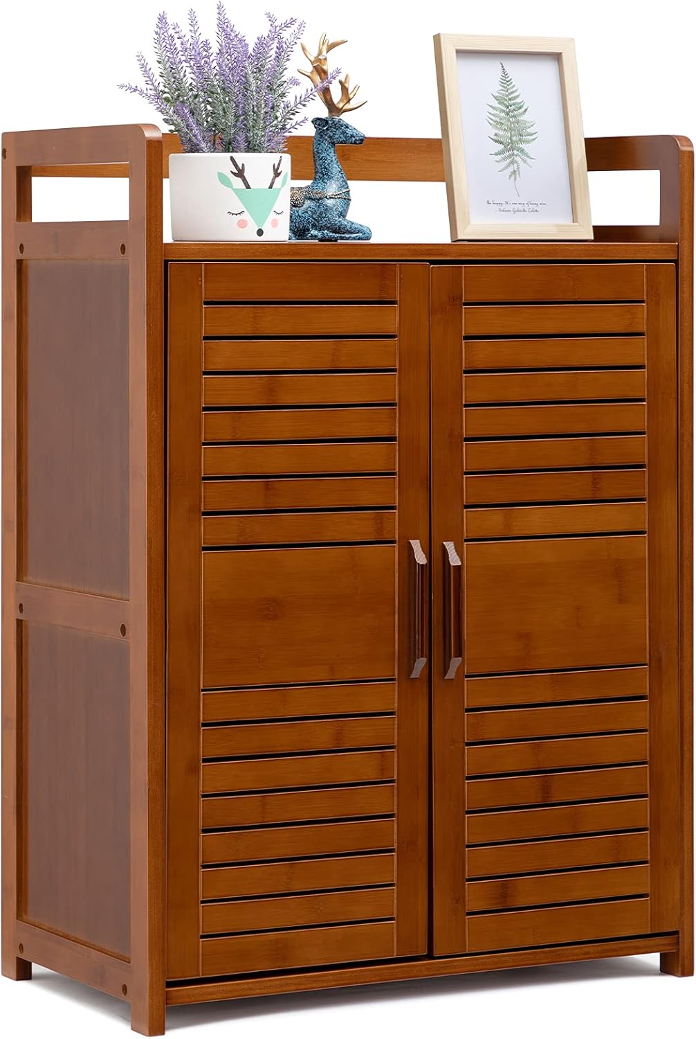 AbocoFur Bamboo Floor Storage Cabinet with 2 Doors, 23.43