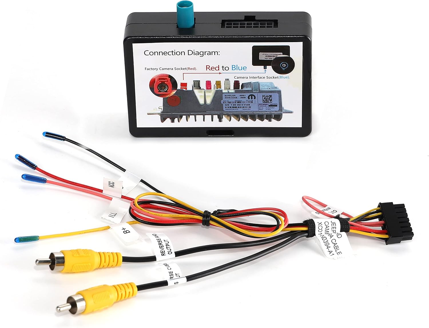 EWAY Retention Adapter for Jeep Wrangler JL JLU/Dodge Ram 2018 2019 2020 Retain OEM Factory Backup Reverse Camera to New Aftermarket Car Stereo Display/Navigation Radio Harness Interface