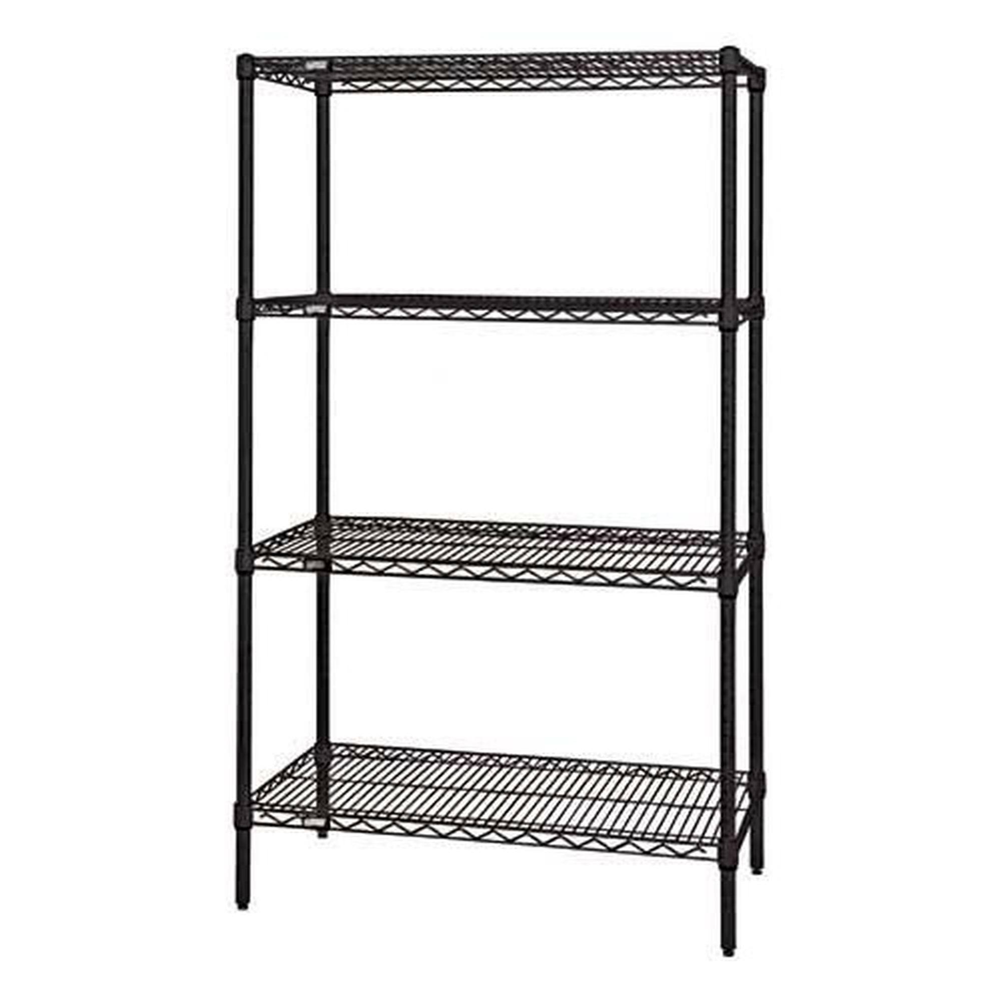 Quantum WR54-1248BK Wire Shelving 4-Shelf Starter Units - Black, 12x22 x 48x22 x 54x22 - Black