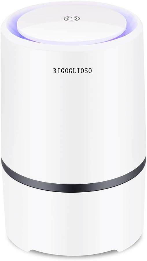 RIGOGLIOSO HEPA Air Purifier for Smoke, Pollen, Pet Dander, Odor, Dust Remove, Compact Air Purifiers for Home Bedroom, Kitchen and Office, No Ozone Air Cleaner, GL-2109 (Available for California) Pack of 2
