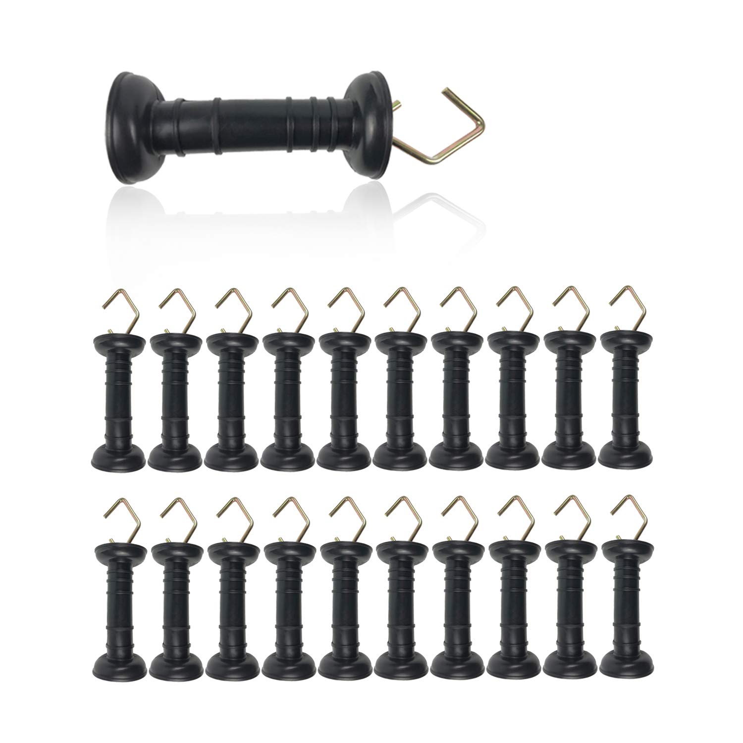 MYOYAY 20 Pack Electric Fence Spring Gate Handles Plastic Insulated Fence Handle Heavy Duty Electric Farm Fence Handles, Black