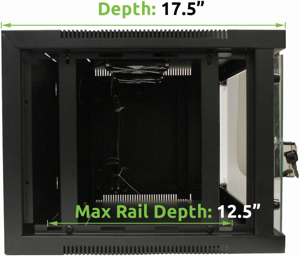 NavePoint 9U Basic IT Wall Mount Network Server Data Cabinet Rack Glass Door Locking Black