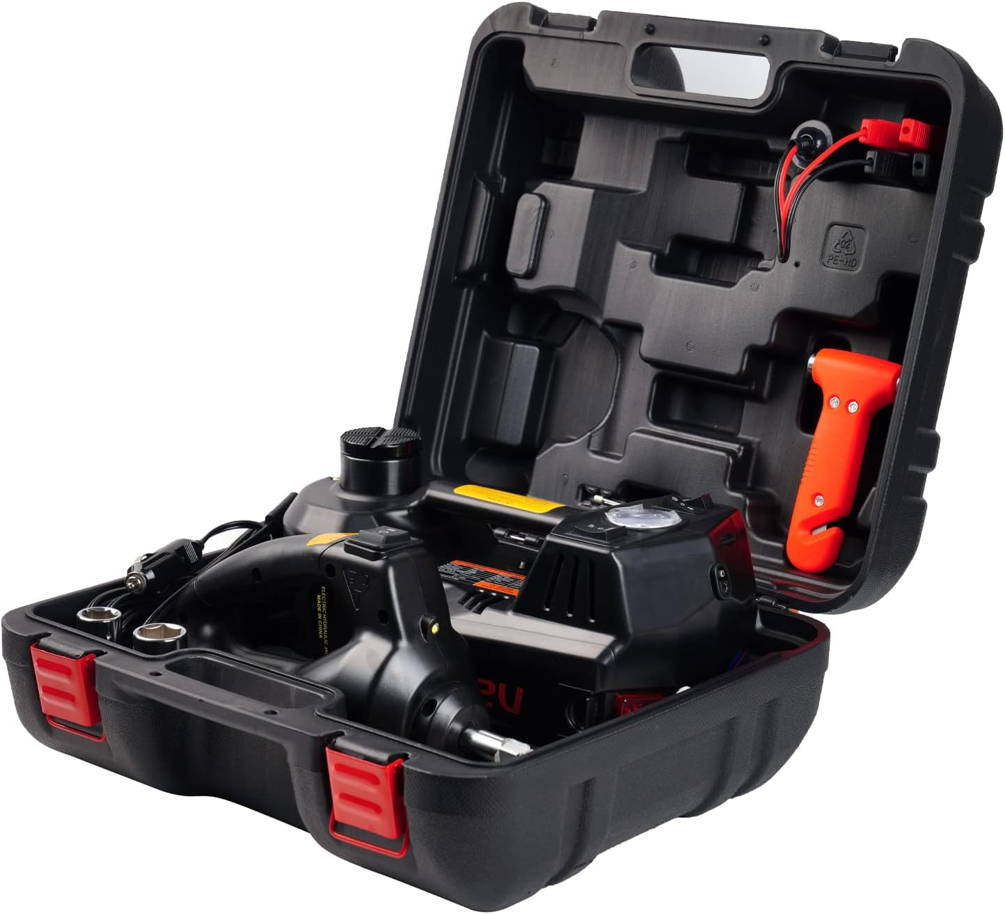 Simpleout Car Hydraulic Jack Kit 5 in 1 Electric Car Jack Stands 5 Ton Floor Jack Vehicle Hydraulic Jack Trailer Jack Car Emergency Kit with Built-in Inflator and Powerful Impact Wrench