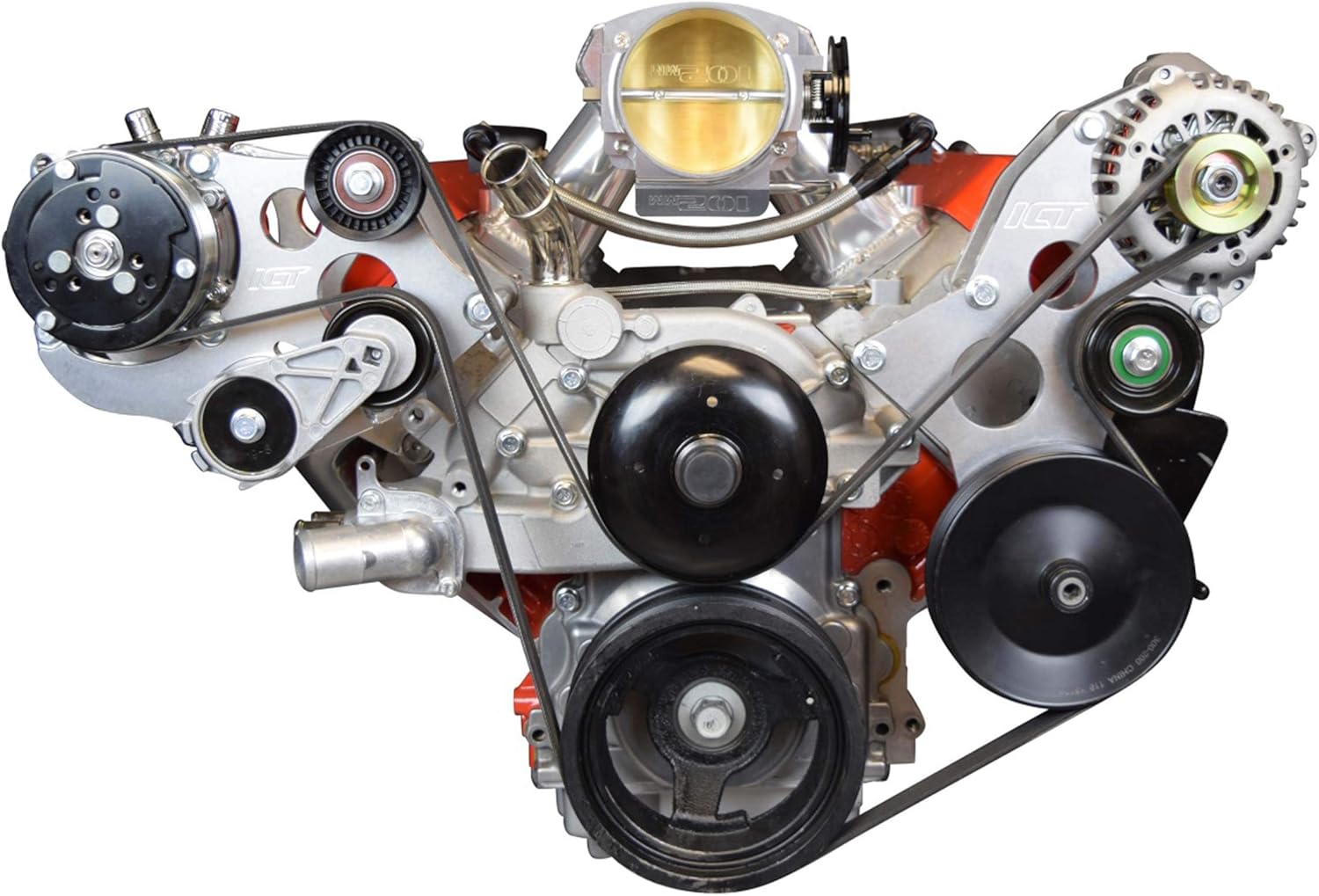 ICT Billet LS - Sanden 508 A/C Air Conditioner Compressor Bracket Kit LS1 LS3 LSX AC Heavy Duty 551474-3