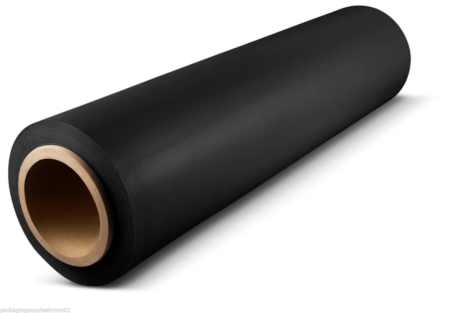 18 inch x 1000& x 80 Gauge Black Color Stretch Wrap Hand Film 8 Rolls