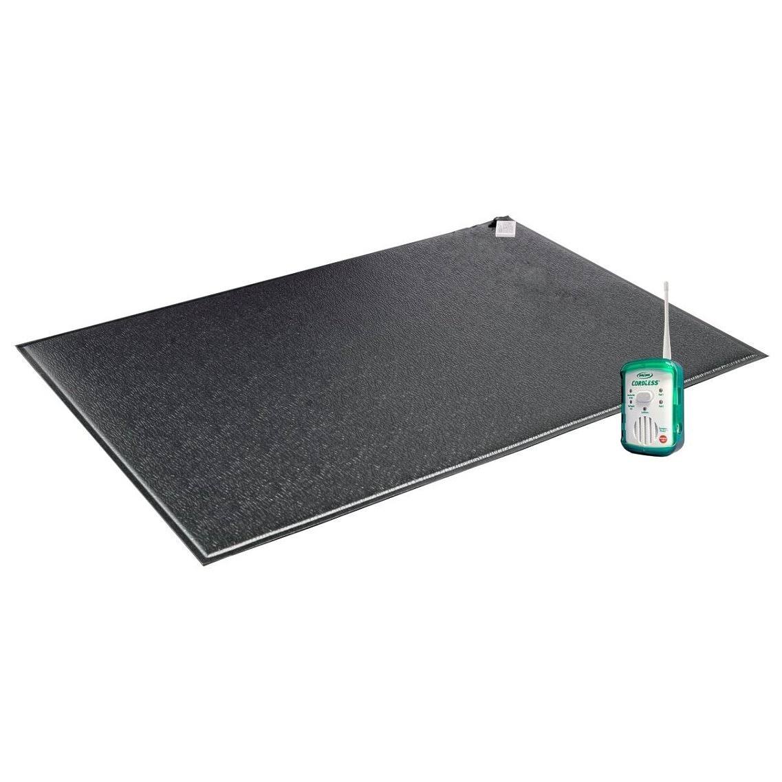 Smart Caregiver GFM3-SYS 24 x 36 in. Fall Alarm with Cordless Weight-Sensing Floor Mat System Black