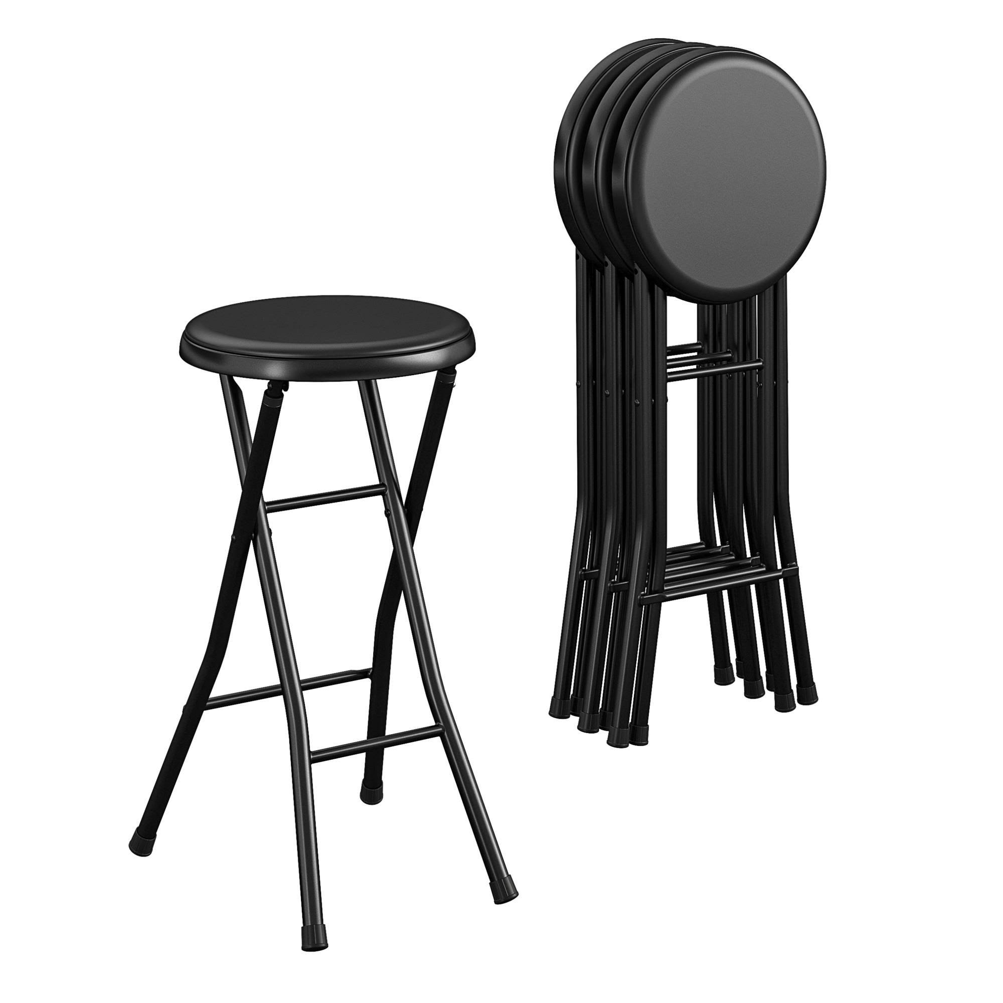 Cosco 24x22 Vinyl Padded Folding Stool, Black, 4-Pack