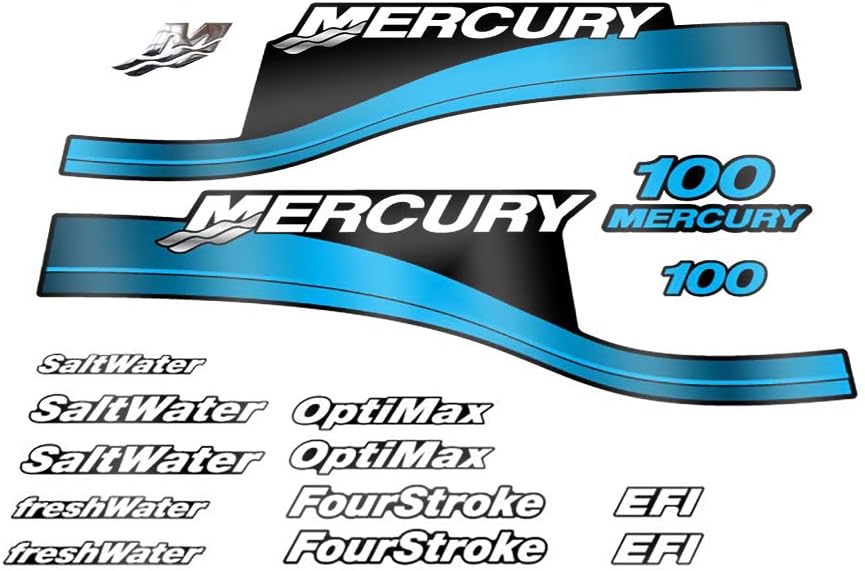 Mercury 100 (1999-2004) Blue Outboard Replacement Decal (Sticker) Set Pack of 2