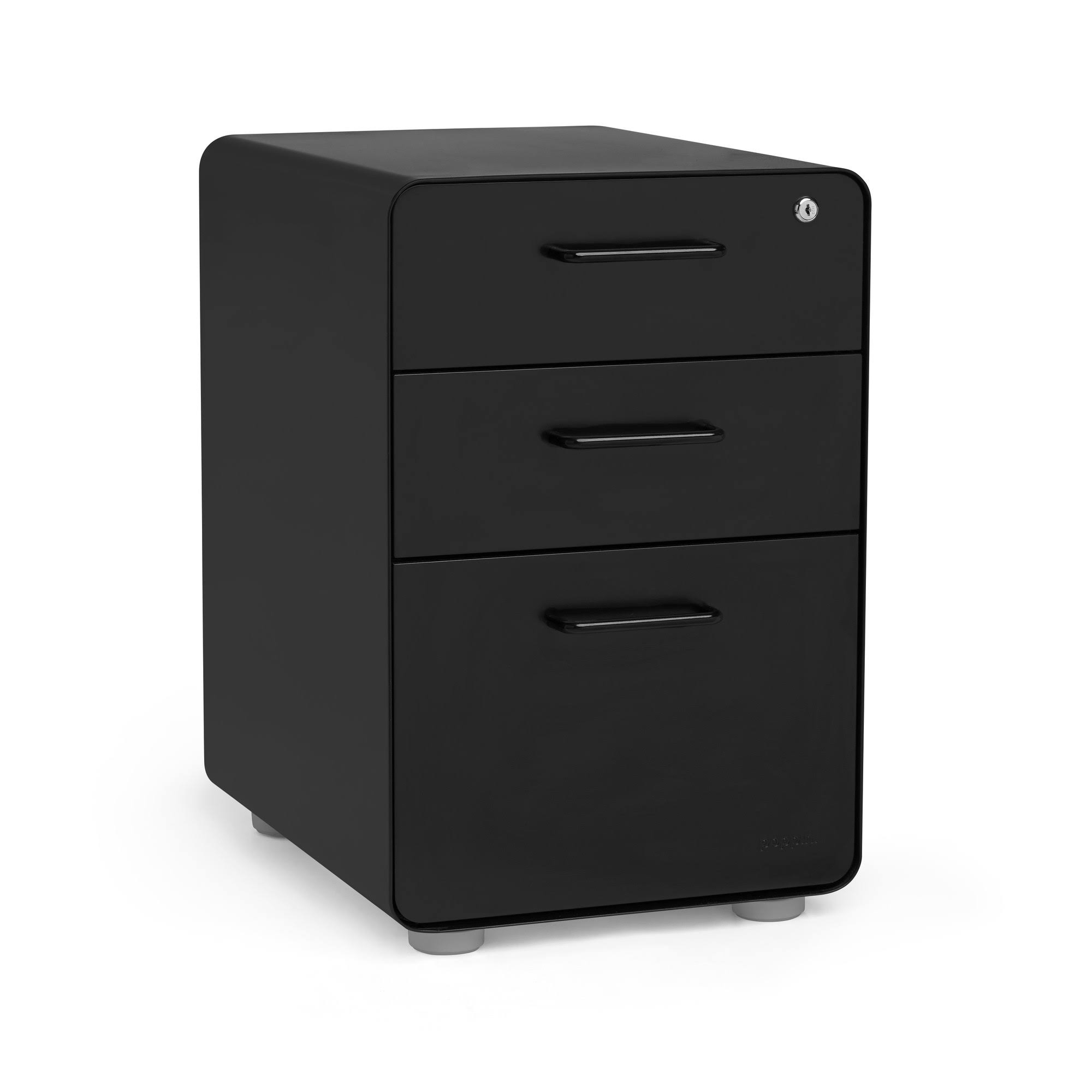 Poppin Black Stow 3-Drawer File Cabinet