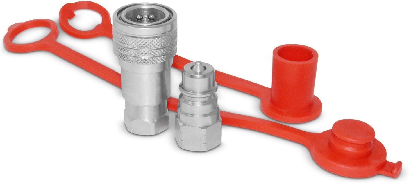 1/4” Ag ISO 5675 Hydraulic Quick Connect Coupler Set, 3/8