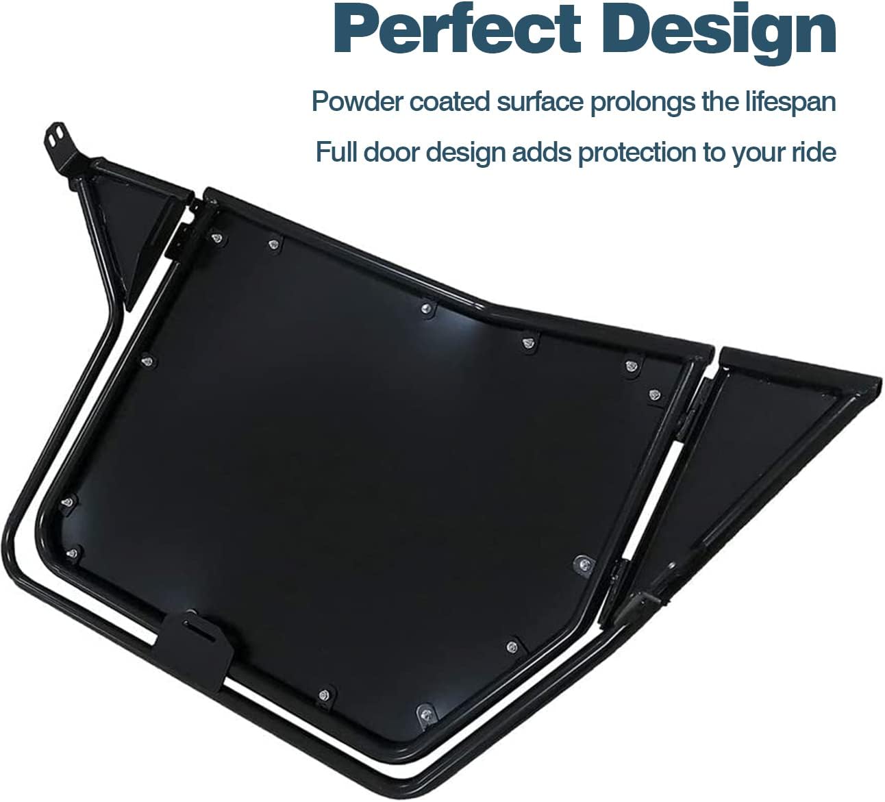 RockyParts UTV Doors Compatible with 2008-2014 Polaris RZR 800|S 800|RZR 570|XP 900, Dual Stage Automotive Style Metal Doors 2PCS (Black)