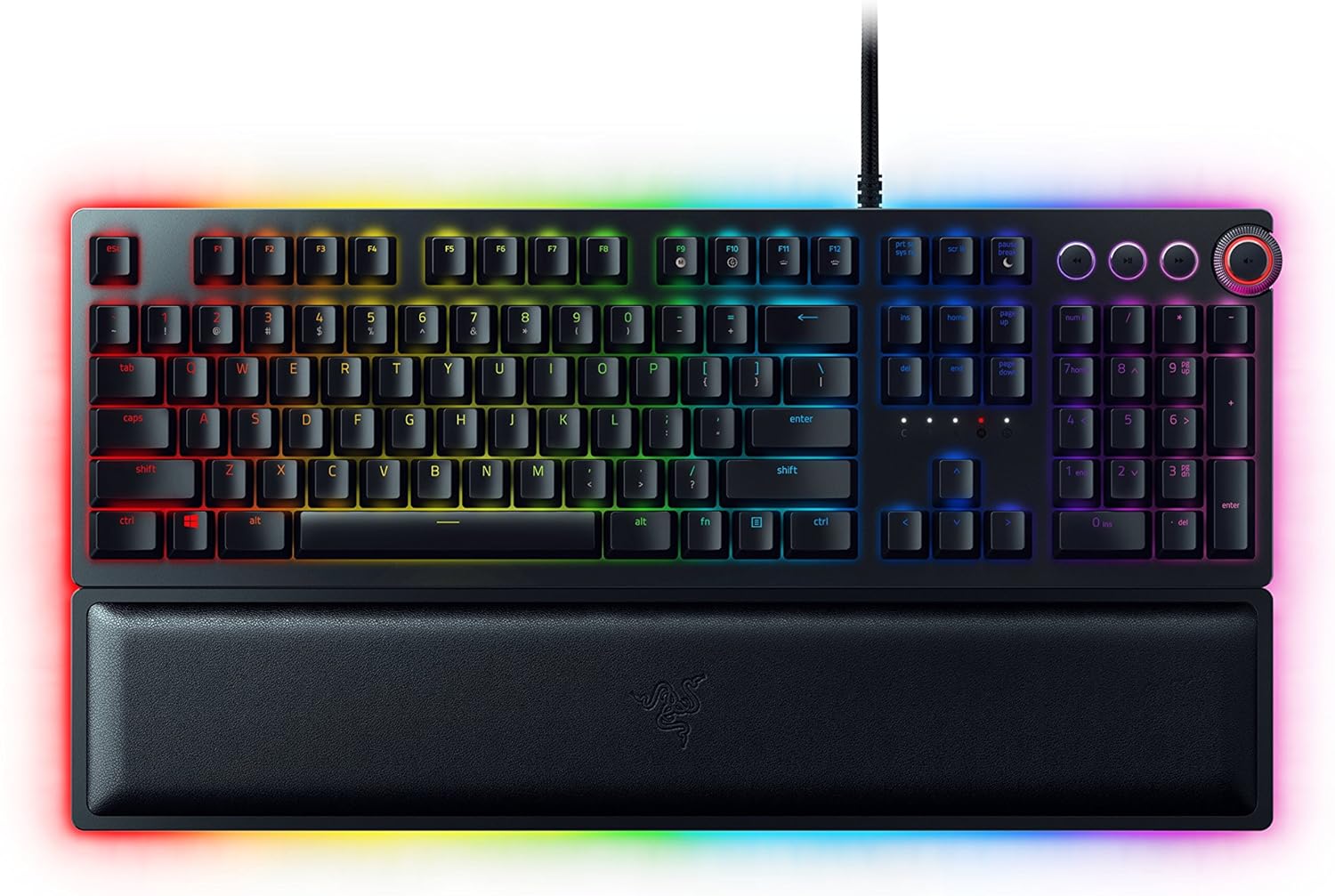 Razer Huntsman Elite Gaming Keyboard: Fastest Keyboard Switches Ever - Clicky Optical Switches - Chroma RGB Lighting - Magnetic Plush Wrist Rest - Dedicated Media Keys & Dial - Classic Black