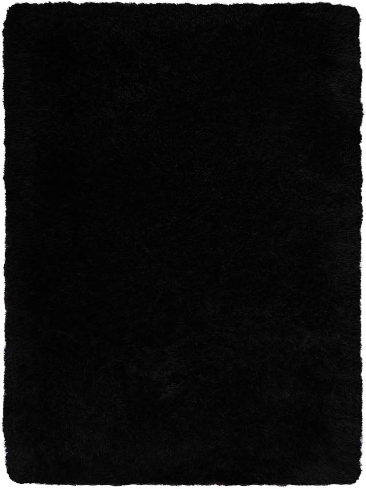 Rugsotic Carpets Hand Tufted Shag Polyester 9'x12' Area Rug Solid Black K00111
