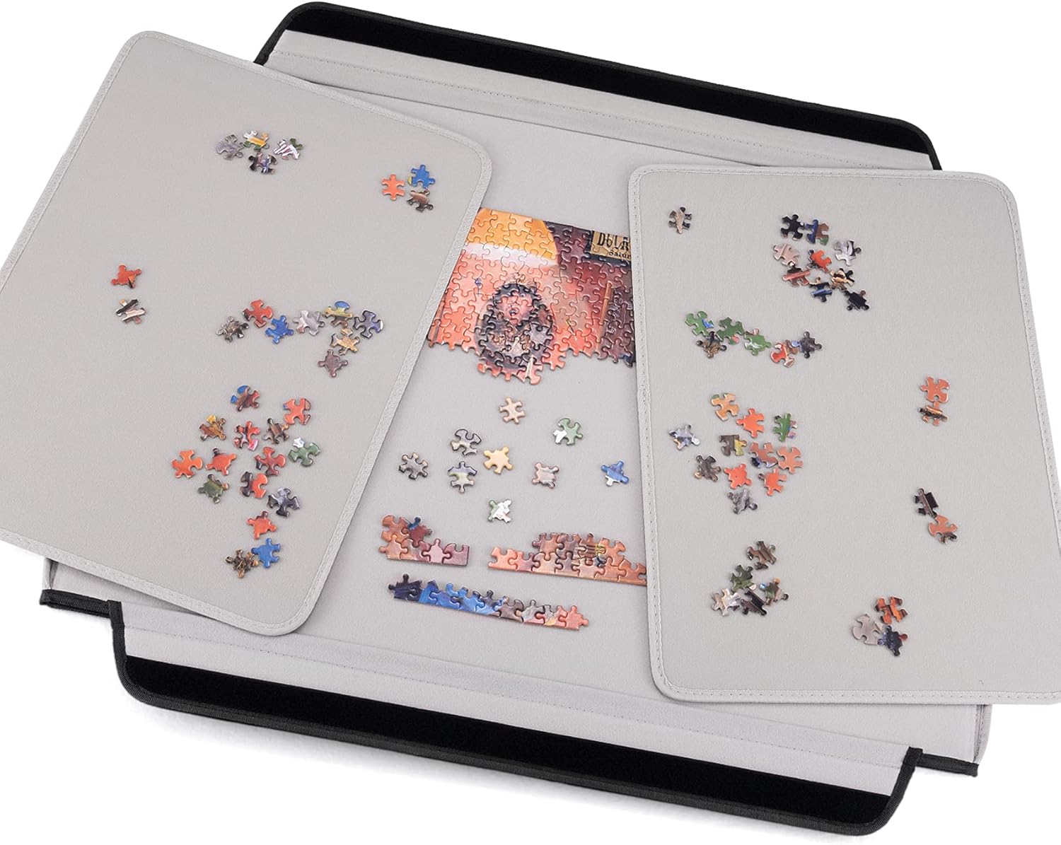 Jigsaw Puzzle Board, Portable Puzzle Caddy with Non-Slip Surface and 2 Removable Puzzle Trays, Foldable Puzzles Storage Case Table for 1000 Pieces Pack of 2