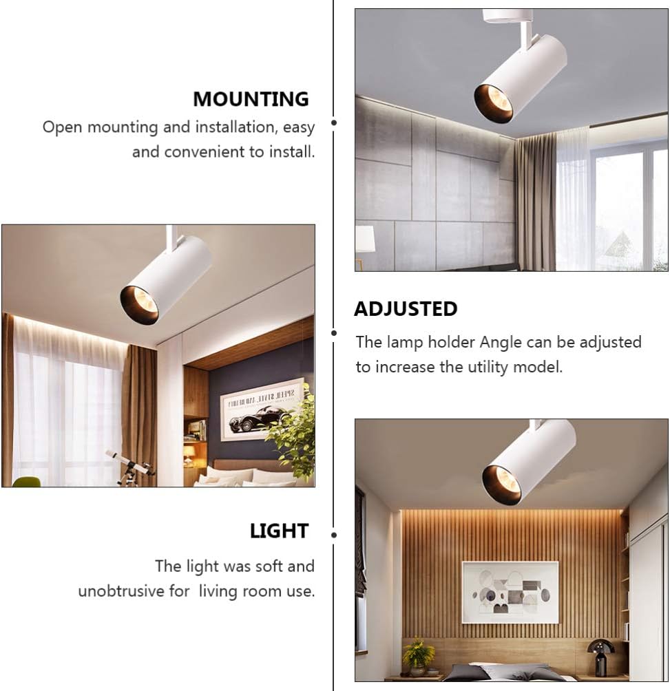 SOLUSTRE Ceiling Spotlight LED Flush Mount Ceiling Light Adjustable Simple Track Lighting Modern Track Lighting for Living Room Dining Office 12W