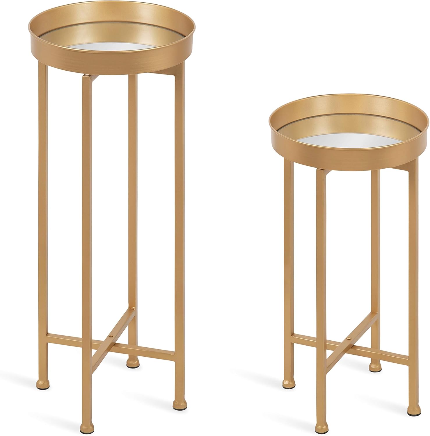 Kate and Laurel Celia Side Tables, Set of 2, Gold and Black, Decorative Modern Glam End Table