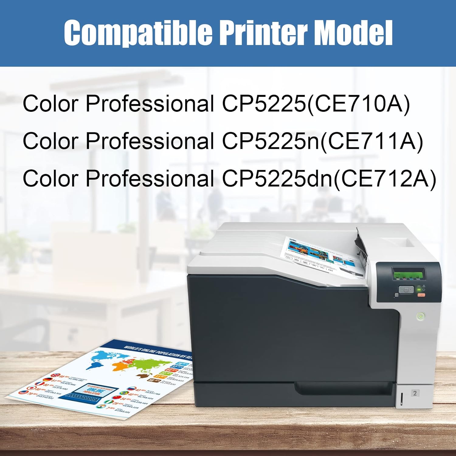 307A 4-Pack (1BK+1C+1Y+1M) CE740A CE741A CE742A CE743A Compatible Remanufactured Toner Cartridge Replacement for HP Color Professional CP5225 CP5225n CP5225dn Printers - by STRONTONER
