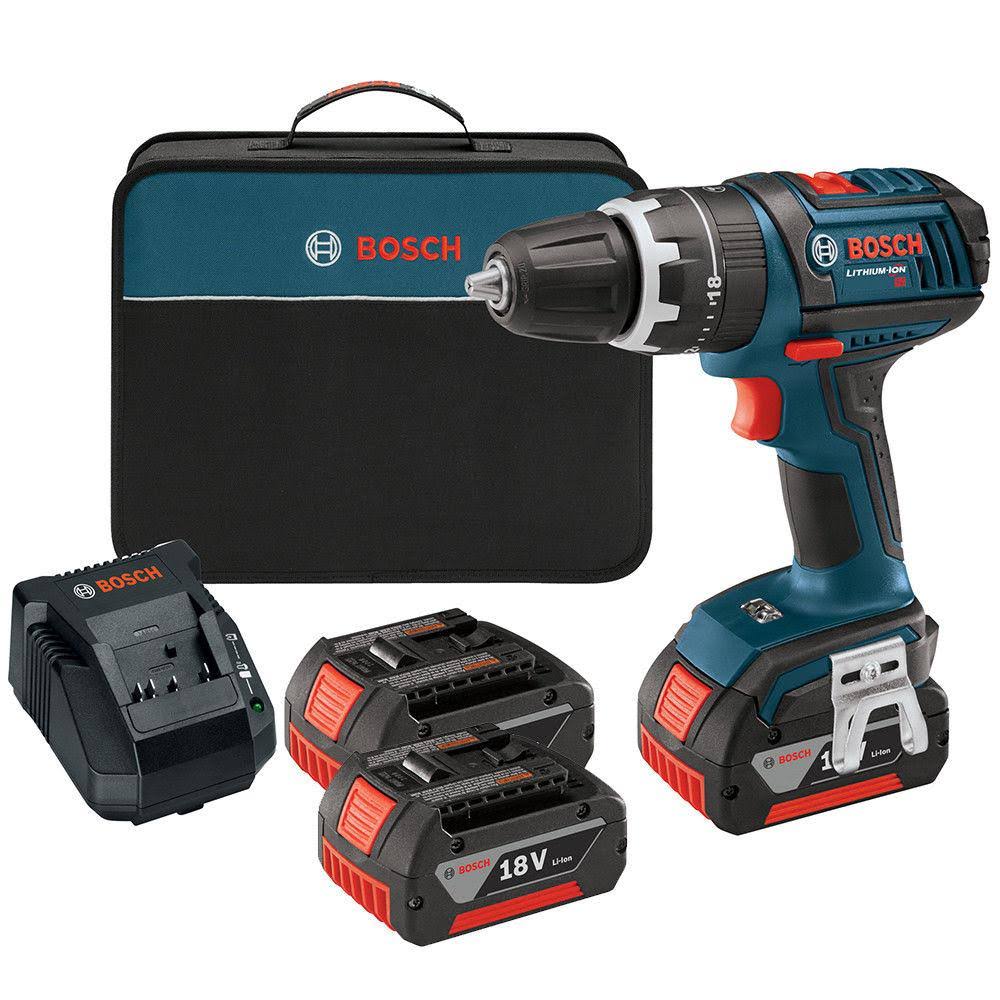 Bosch HDS181-01-RT 18V Lithium-Ion Compact Tough 1/2 in. Cordless Hammer Drill Driver Kit (2) 4 Ah