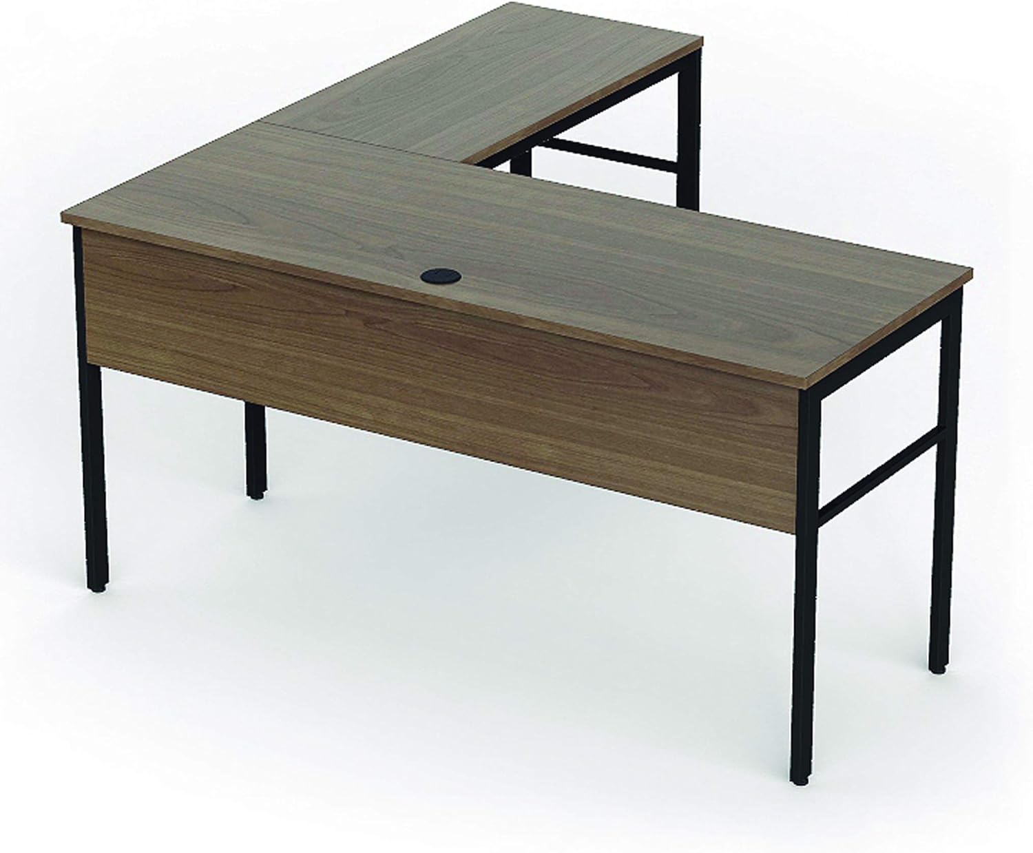 Linea Italia Urban L-Shaped Corner Home Office Easy to Assemble Modern Metal Computer Desk, Wood Top & Black Steel Frame, 60