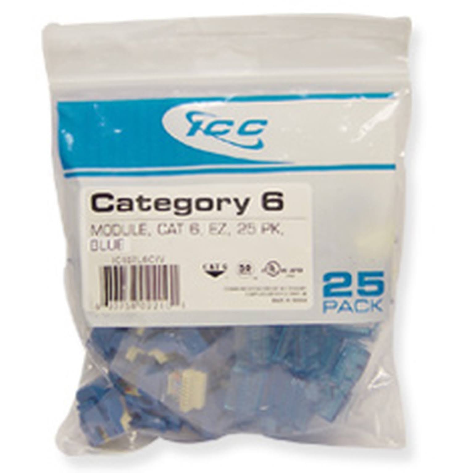 ICC Ic107l6cbl - 25pk Cat6 Jack - Blue