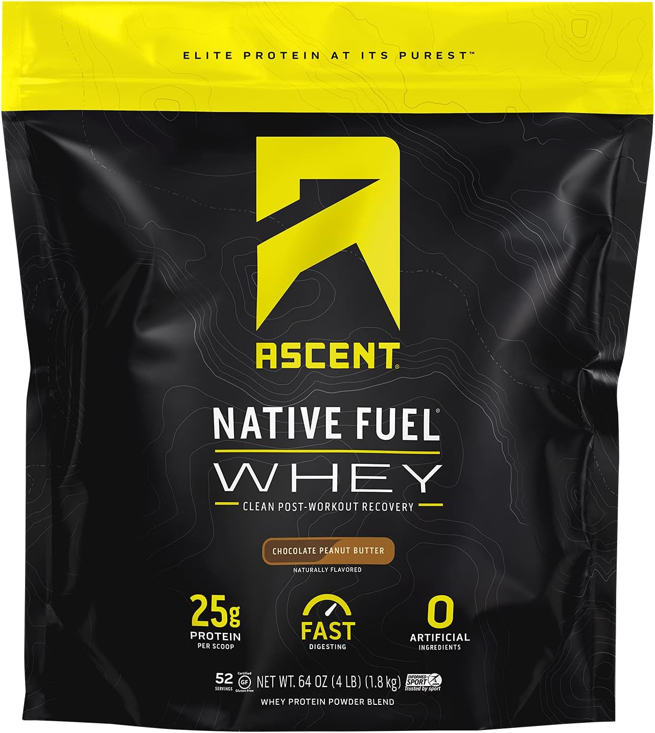 Ascent Native Fuel Whey Protein Powder - Chocolate Peanut Butter - 4 lbs Pack of 2