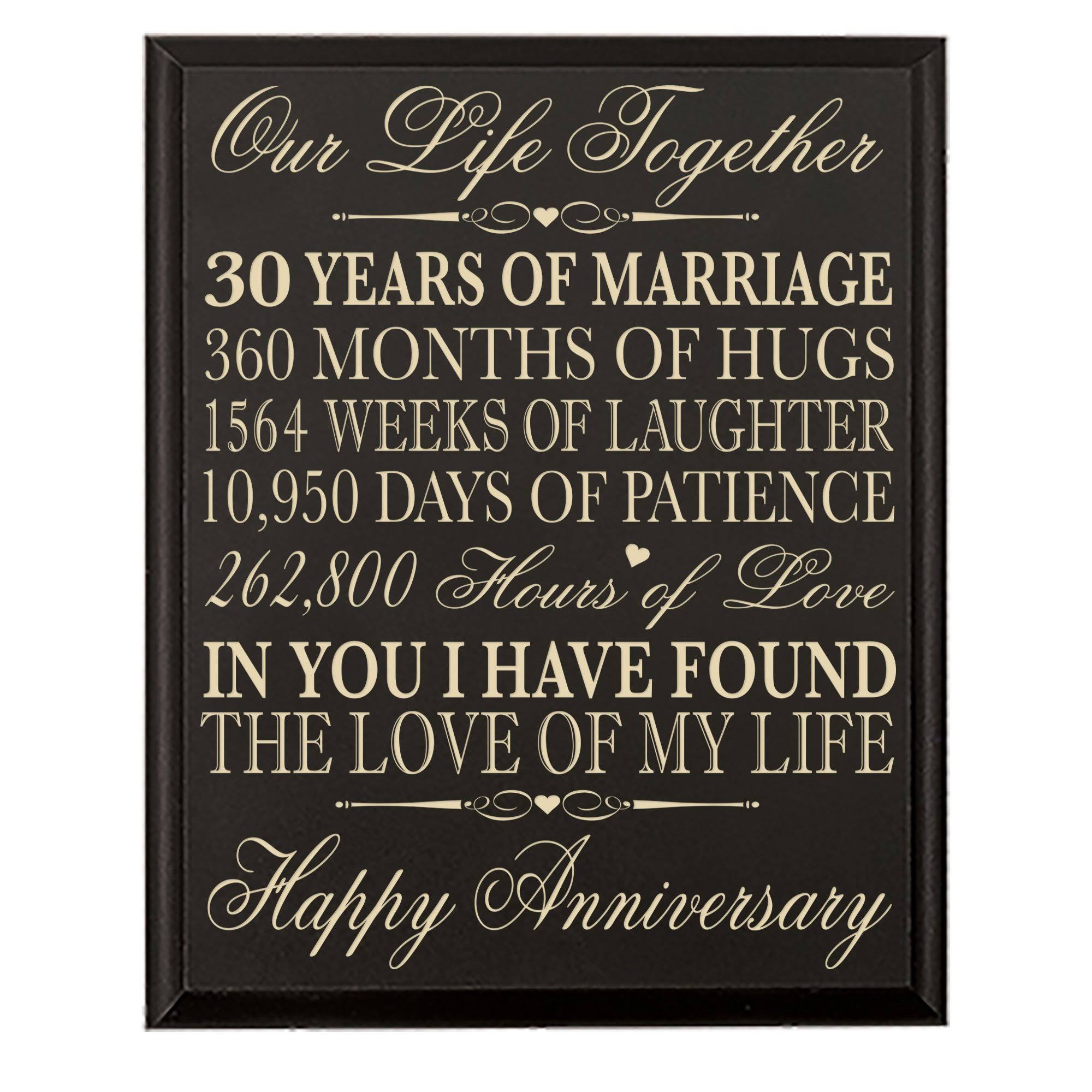 Lifesong Milestones 30th for Couple Parents 30 Year Ideas Wall Plaque 12x22 x 15x22 (Black)