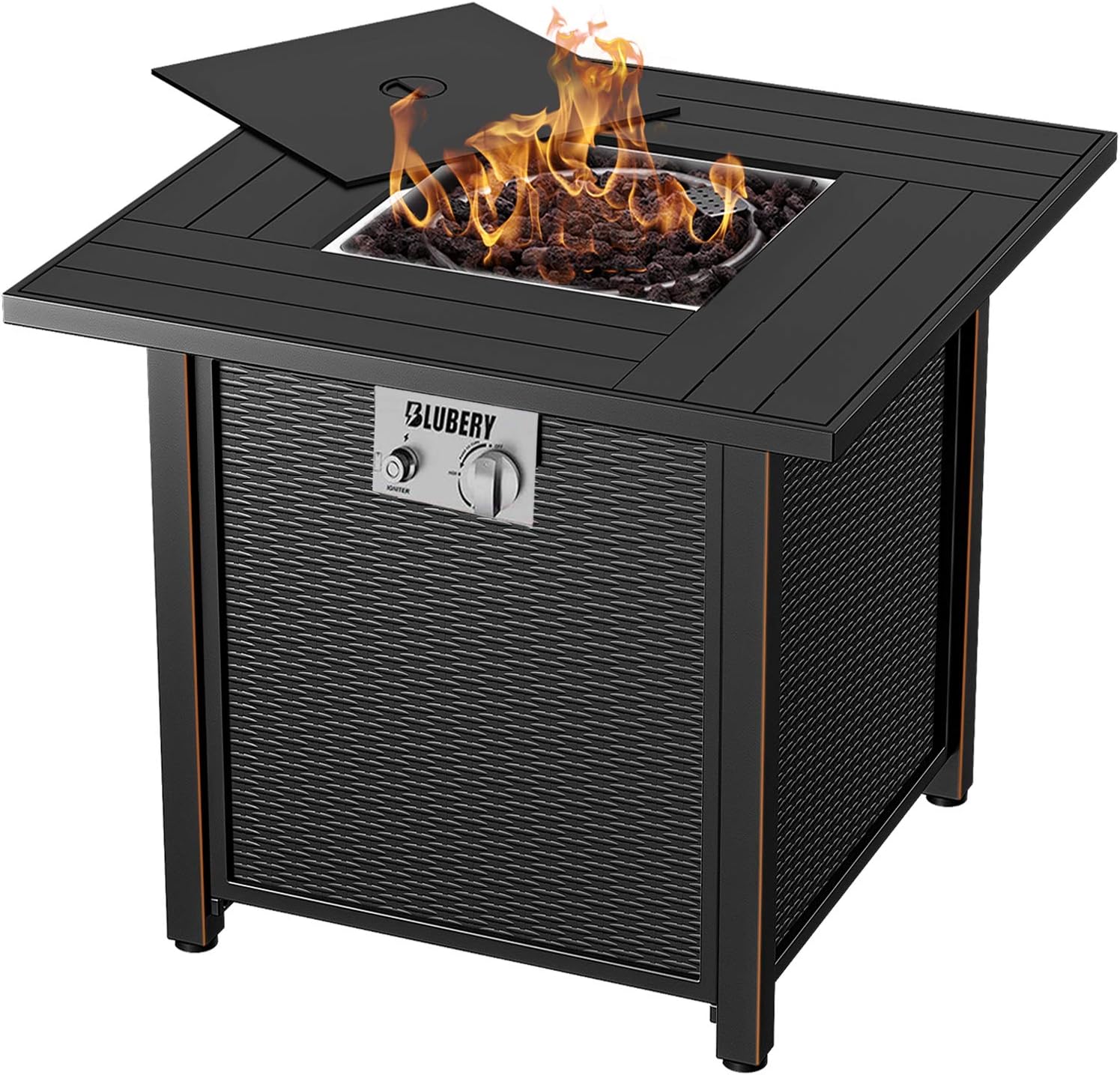 Propane Fire Pit, 30''Outdoor Fire Pit Table，50,000 BTU Auto-Ignition ,Elegant Steel Grain Surface，Heating in Winter, Table in Summer，ETL Compliant