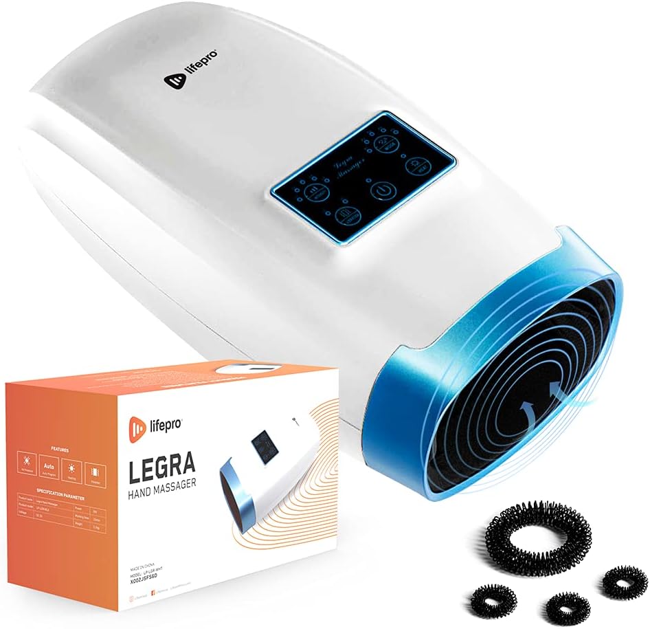 LifePro Hand Massager Machine with Heat, Cordless Electric Hand Massager for Arthritis and Carpal Tunnel, 5 Levels of Compression Massage and Intensity for Wrist, Palm, Numbness, Finger Pain (Black)