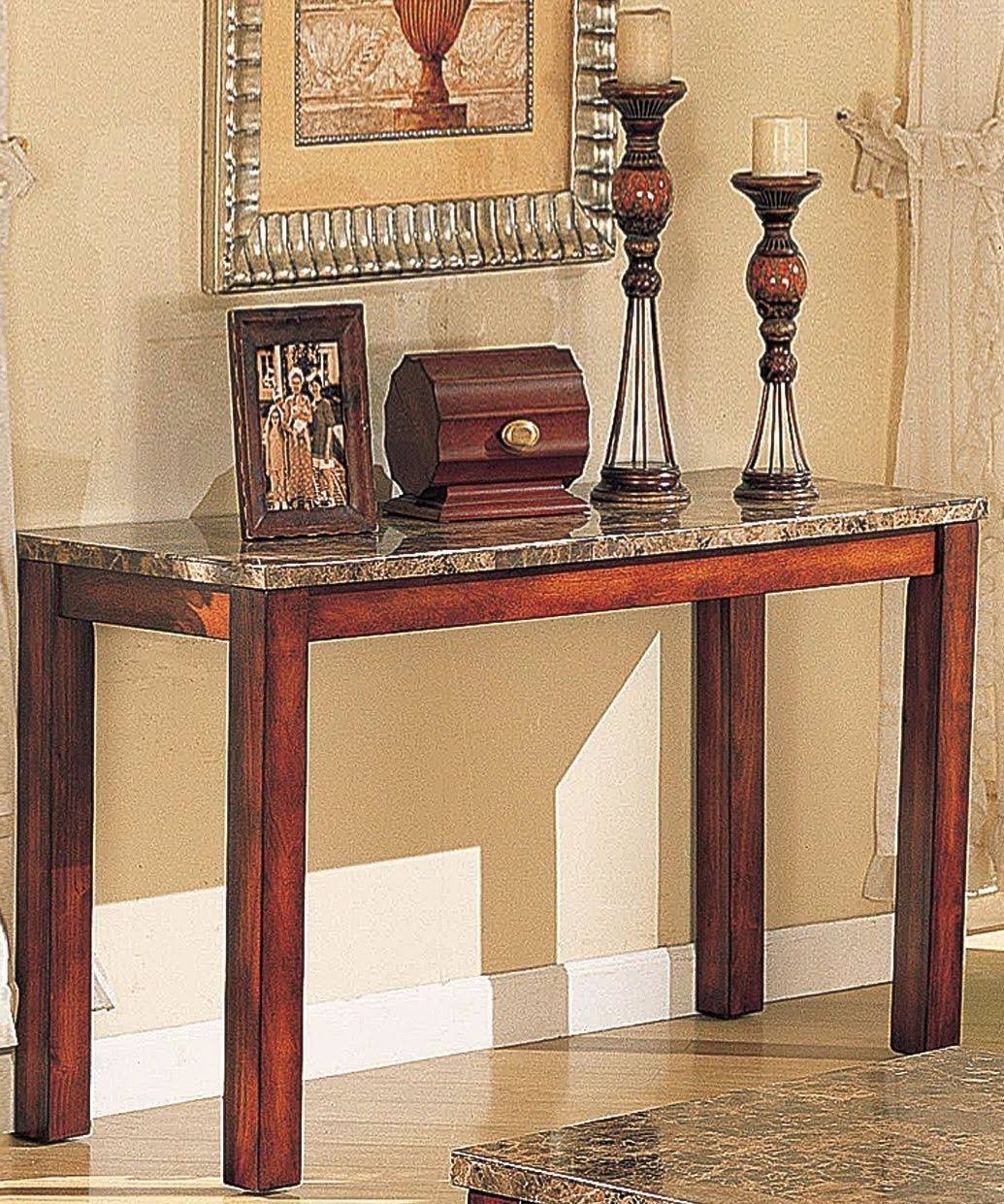 Acme Furniture Bologna Brown Marble Sofa Table
