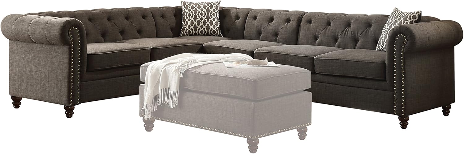 ACME Aurelia II Charcoal Linen Ottoman