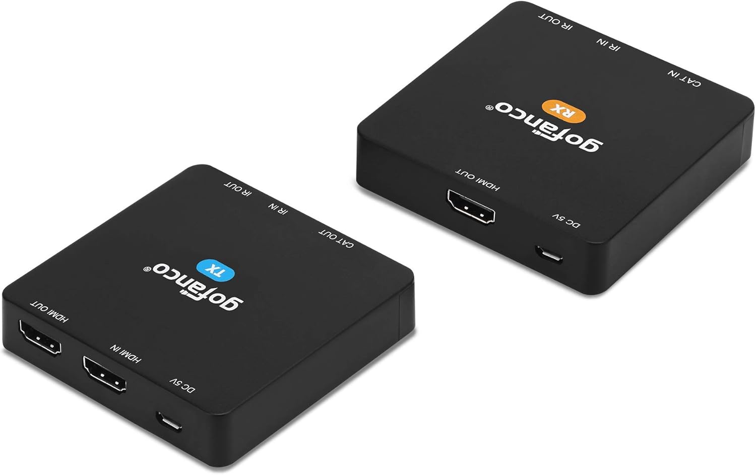 gofanco HDMI Extender Ethernet to HDMI Adapter (164ft 1080p) - HDMI Over Cat6 / Cat5 Cable - Loopout on TX, Bi-Directional IR Extension - HDMI Video and Audio Transmitter and Receiver Balun (HDExt50) Pack of 2