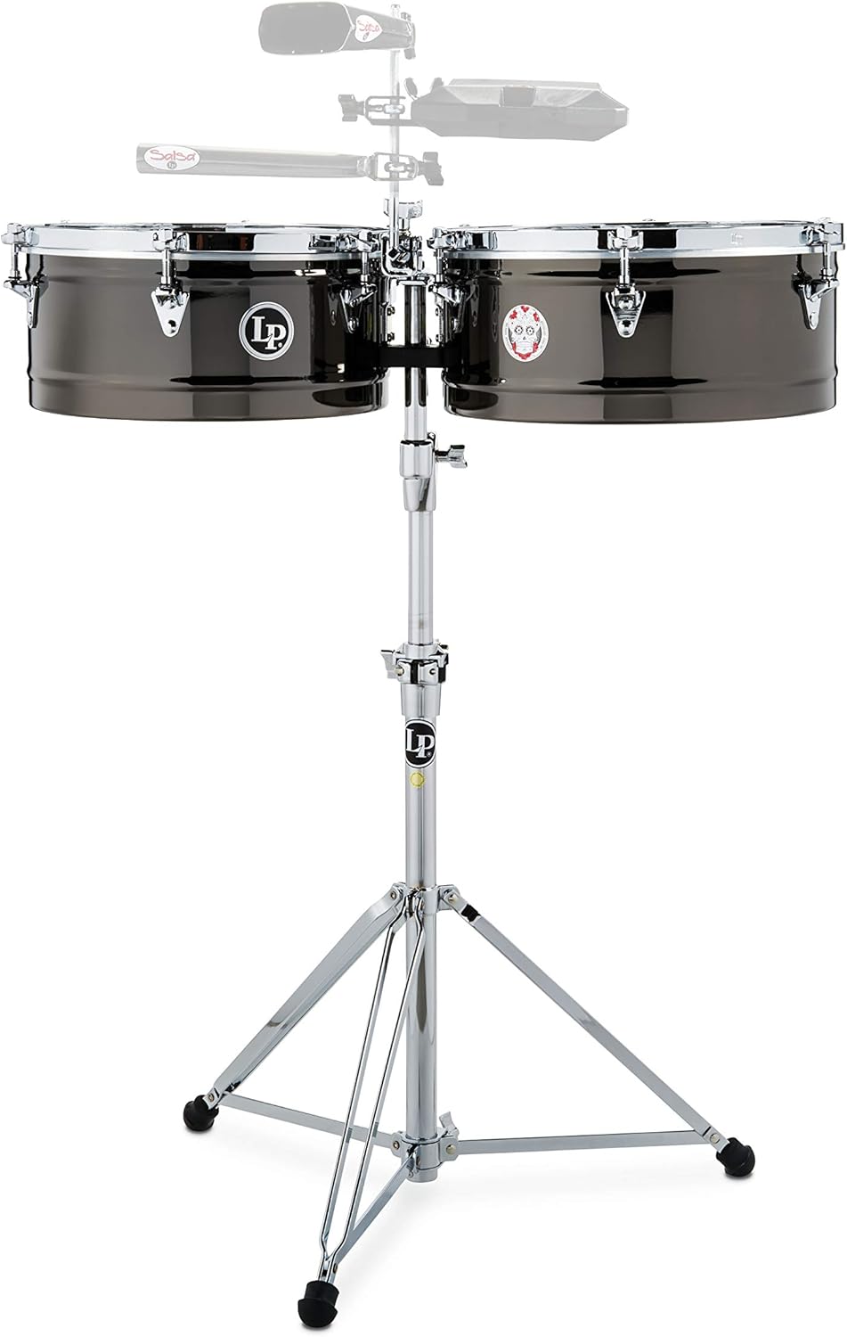 Latin Percussion Karl Perazzo Top-Tuning Timbales, Black Nickel, 14