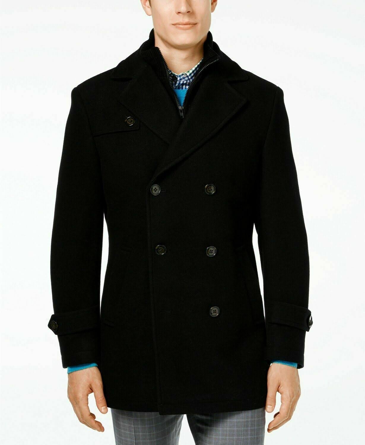 Lauren Ralph Lauren Labrada Double-Breasted Wool-Blend Pea Coat 54L Black